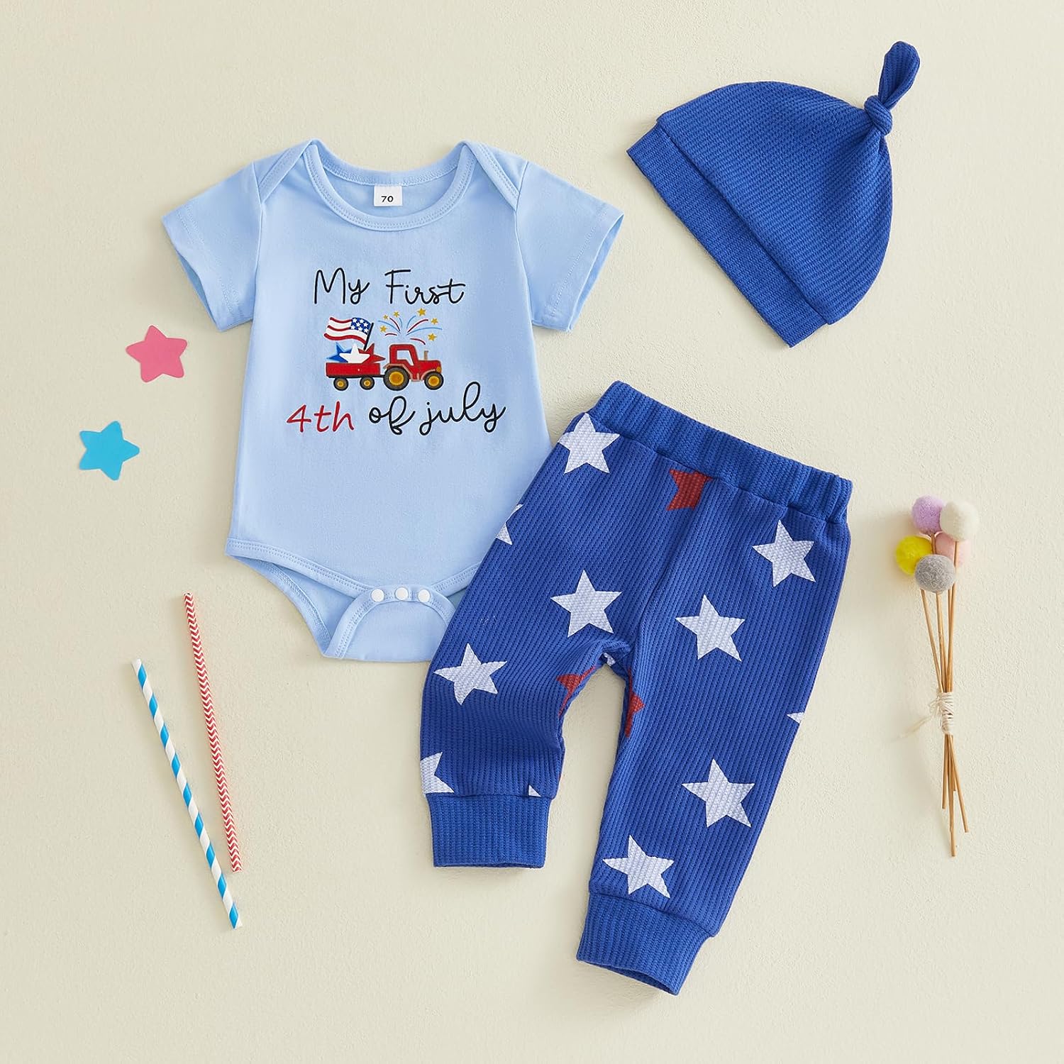 YINGISFITM My First Halloween Baby Boy Outfit Short Sleeve Romper + Pumpkin Patch Pants + Hat Newborn Fall Clothes
