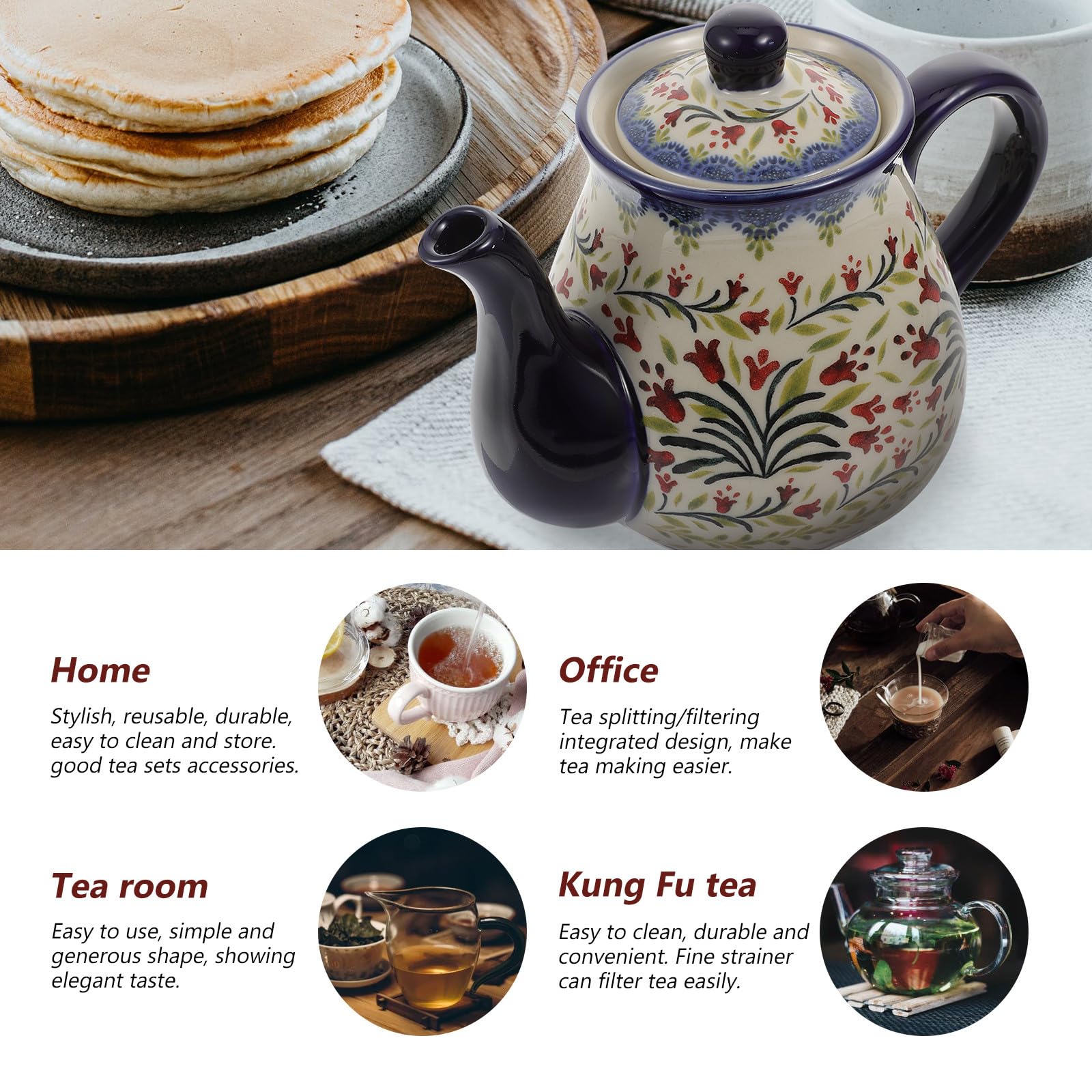 SUPVOX Teiera in Ceramica Porta Tè Multiuso, Bollitore D'acqua Fredda per Casa e Ufficio, Pentola Portatile per Infusi e Tisane, Adatta a Ristoranti e Sale da Tè