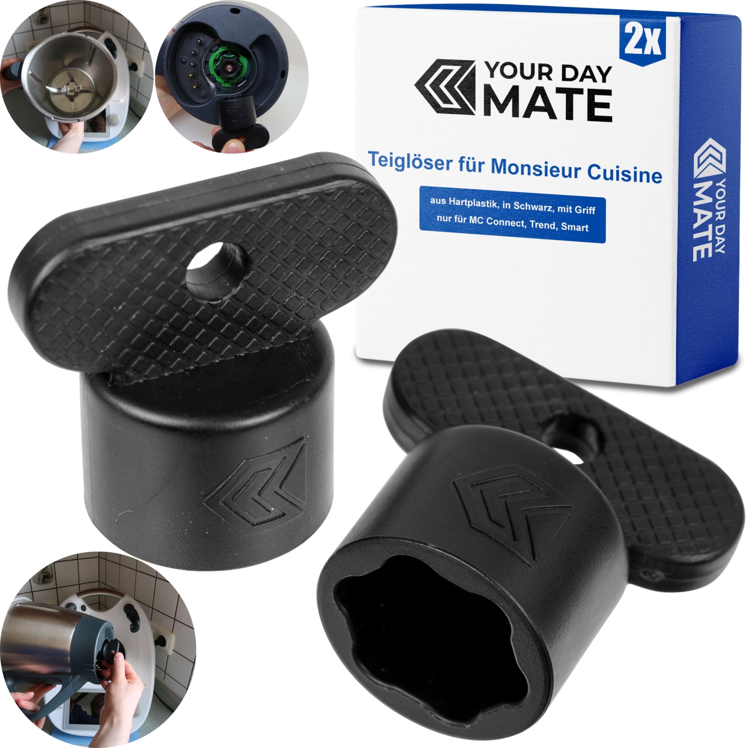 Flor de amasar para robot de cocina, 2 pzs, compatible con SILVERCREST Monsieur Cuisine Connect, Smart, retorcedor de cuchillas para la jarra de la batidora, ayuda para retorcer las cuchillas MCC MCS