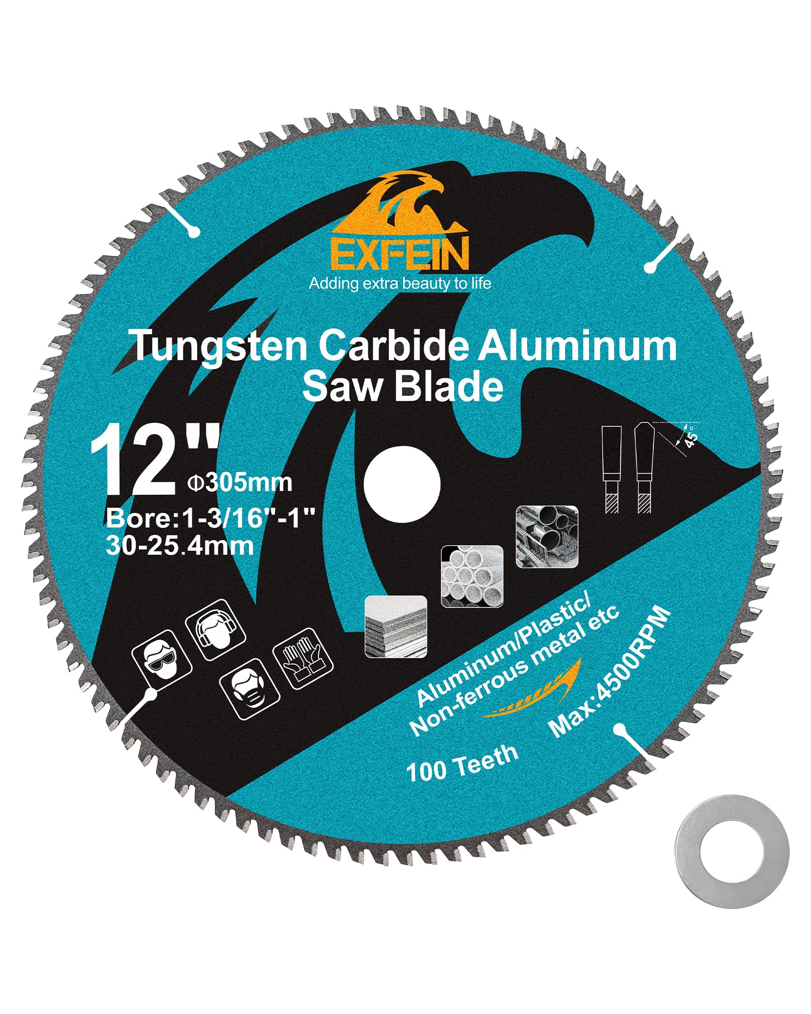 305x30mm Aluminium und Nichteisenmetall-Sägeblatt, 100 TCG-Zähne Feines Schneiden für Metall und Kunststoff