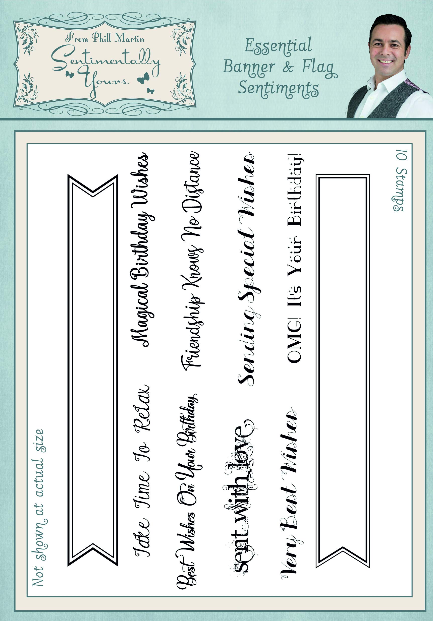 Sentimentally Yours Grey Essential Banner & Flag A5 Clear Stamp Set,