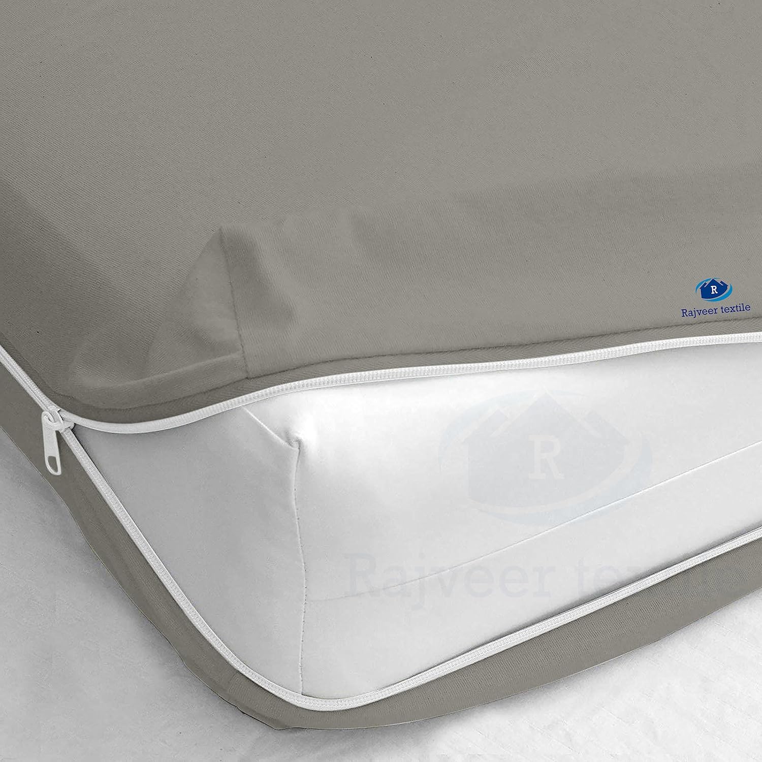 Full Zipper Fitted Sheet 12" Inch Deep Pocket - Hotel Quality Soft Microfiber Bottom Sheet- Shrinkage and Fade Resistant-Easy Care -1 Fitted Zipper Mattress Cover Light Grey Color