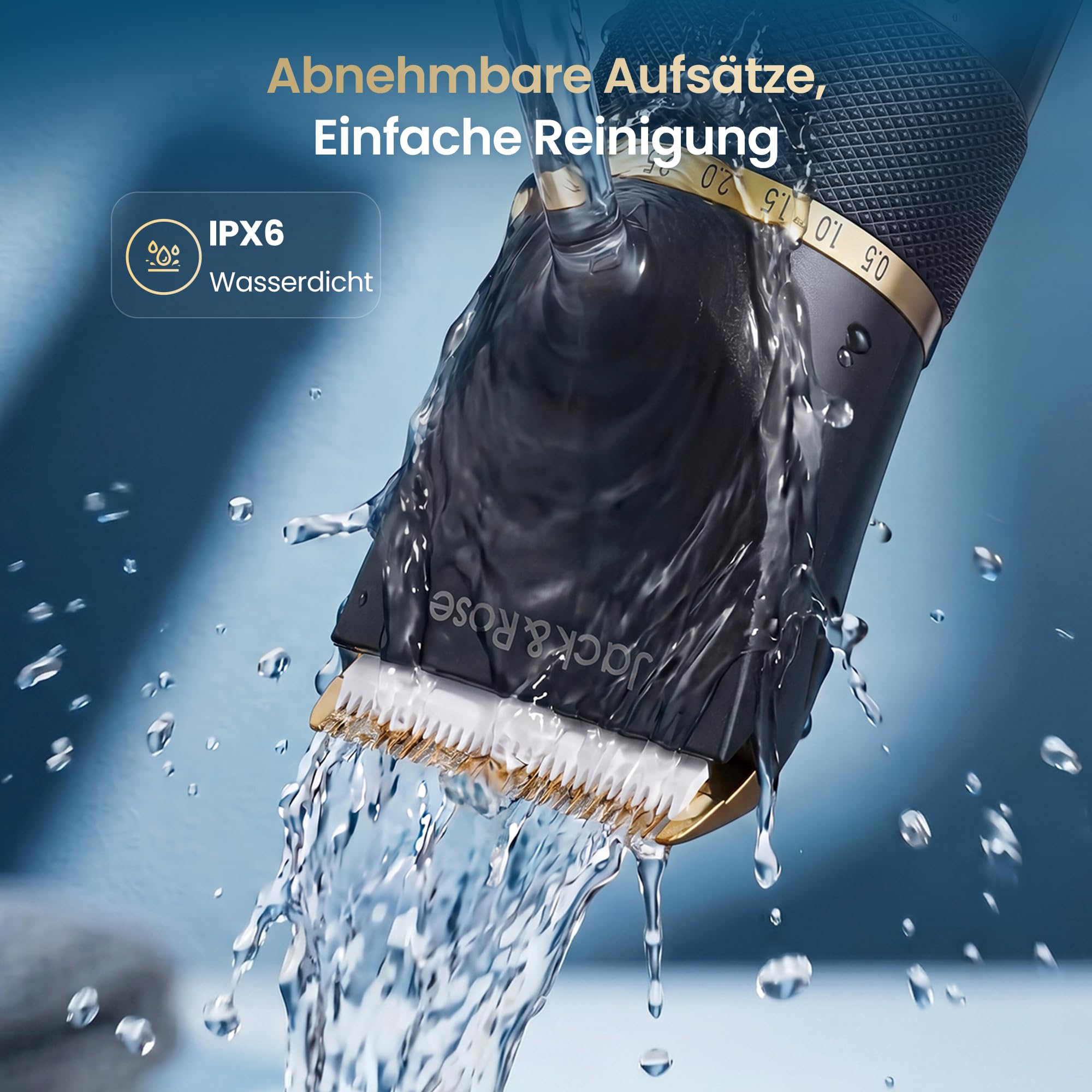Jack&Rose 3-in-1 Haarschneidemaschine Profi Haarschneider Barttrimmer Kabellos Keramikklinge IPX6 Wasserdicht Wiederaufladbar USB-C