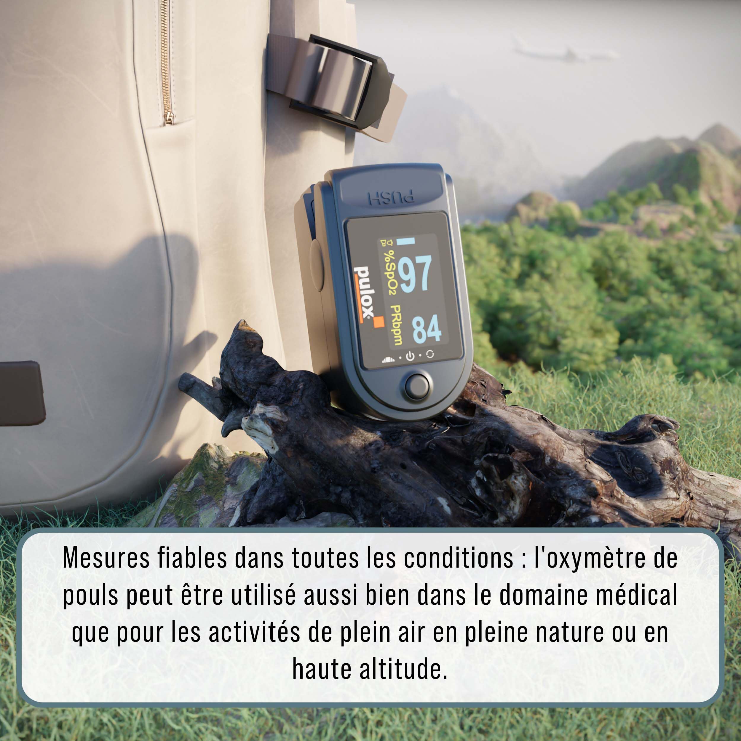 Pulox PO-200A Oxymètre de pouls avec alarme, son du pouls et set d'accessoires pour la mesure de SpO2, pouls et IP