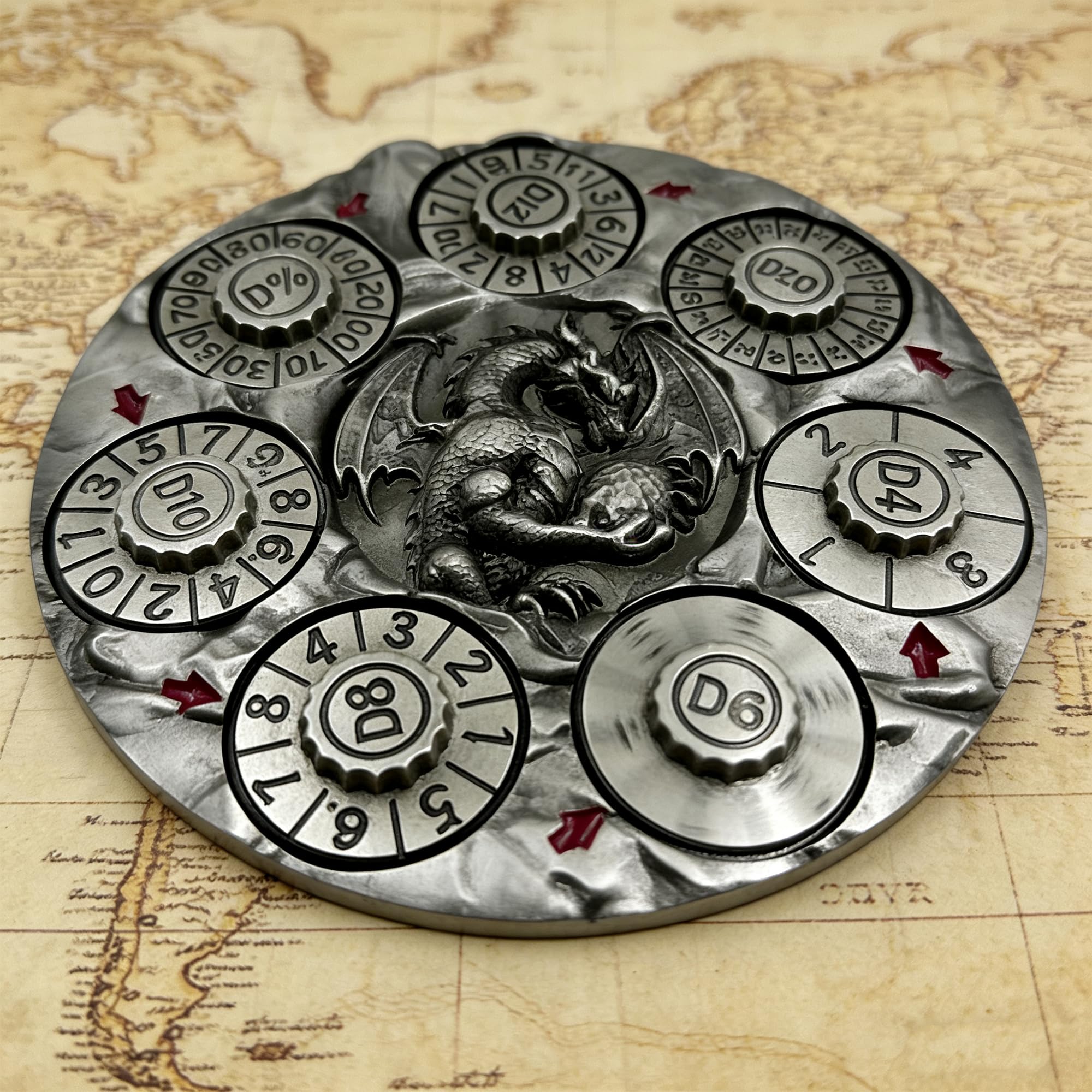 TOYVERSE 7 w 1 Fidget Spinner Polyhedral, kostka ze stopu, nadaje się do D&D, DND, RPG, MTG, Dungeons and Dragons, gier planszowych i odgrywania ról, 15 +
