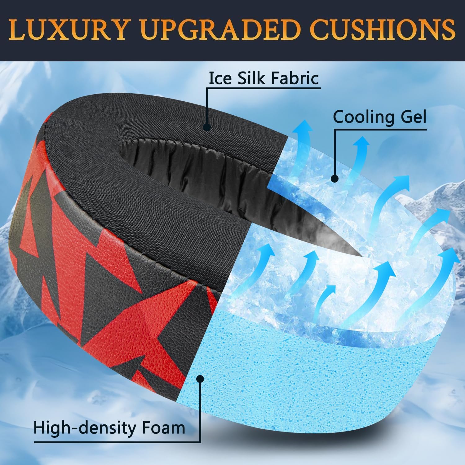 SOULWIT Earpads for Sony PS5 Pulse 3D Wireless Headset, Cooling Gel Replacement Ear Pad Cushions with Noise Isolation Foam - Red Storm