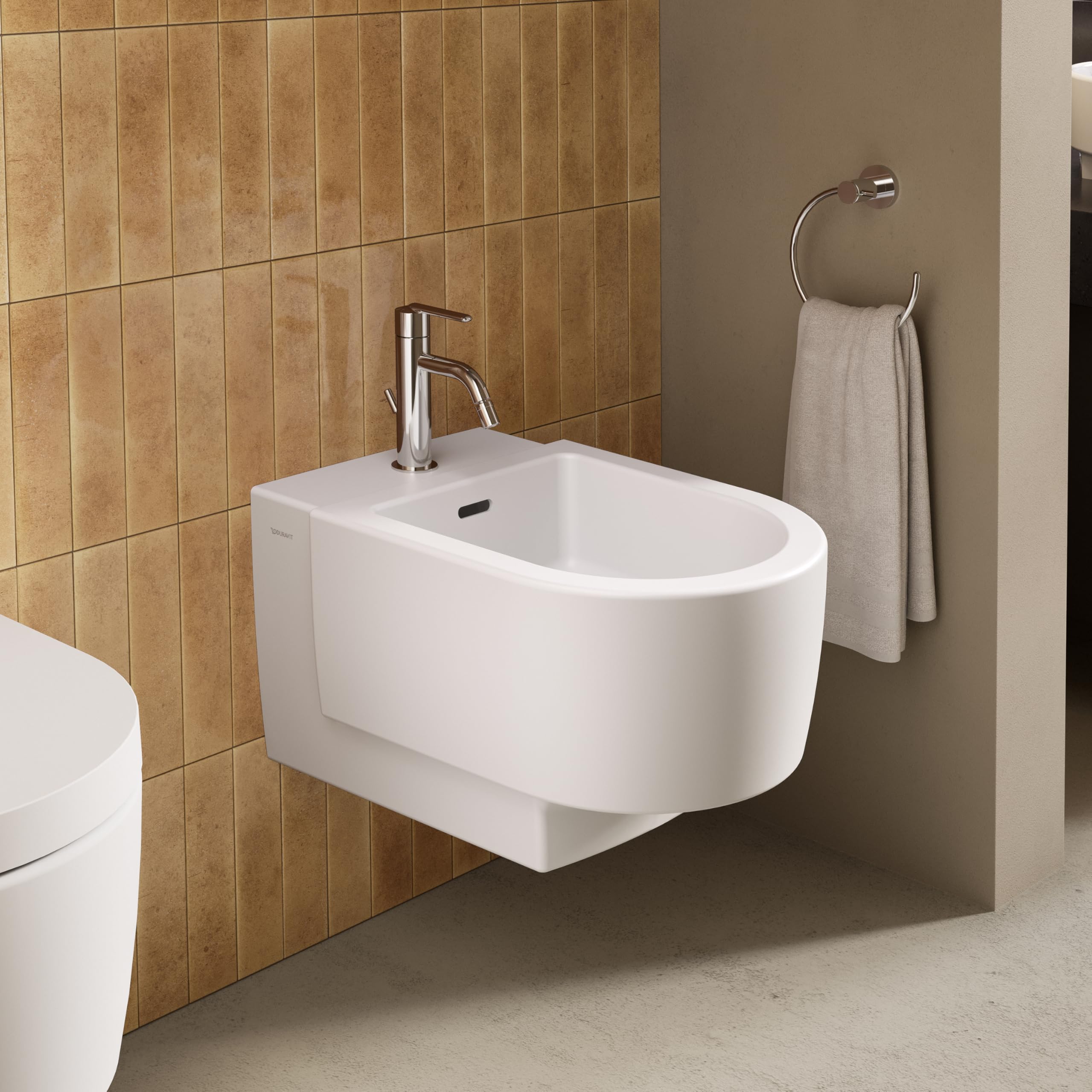 Duravit Balcoon Einhebel-Bidetmischer (Auslauf Höhe 119 mm), Bidetmischer mit Zugstangen-Ablaufgarnitur, Chrom