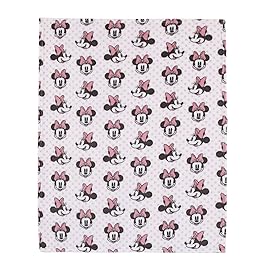 Disney Minnie Mouse, Pink, White And Black Super Soft Plush Baby Blanket, Pink, White, Black