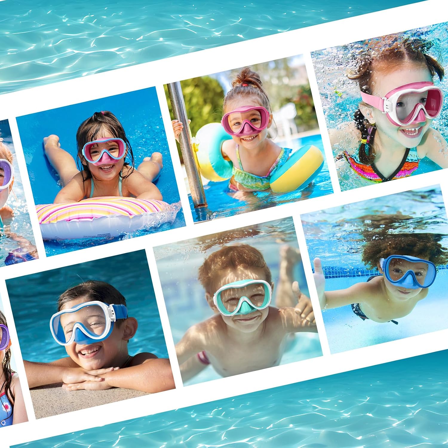 iGym Kids Swim Goggles, Snorkel Mask Diving Mask Swimming Goggles with Nose Cover and Elastic Straps Cover & Mesh Bag