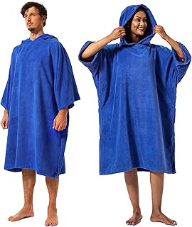 Surf Poncho Changing Robe with Hood and Pocket Microfiber Changing Towel Poncho for Surfing Beach Swimming Outdoor Sports