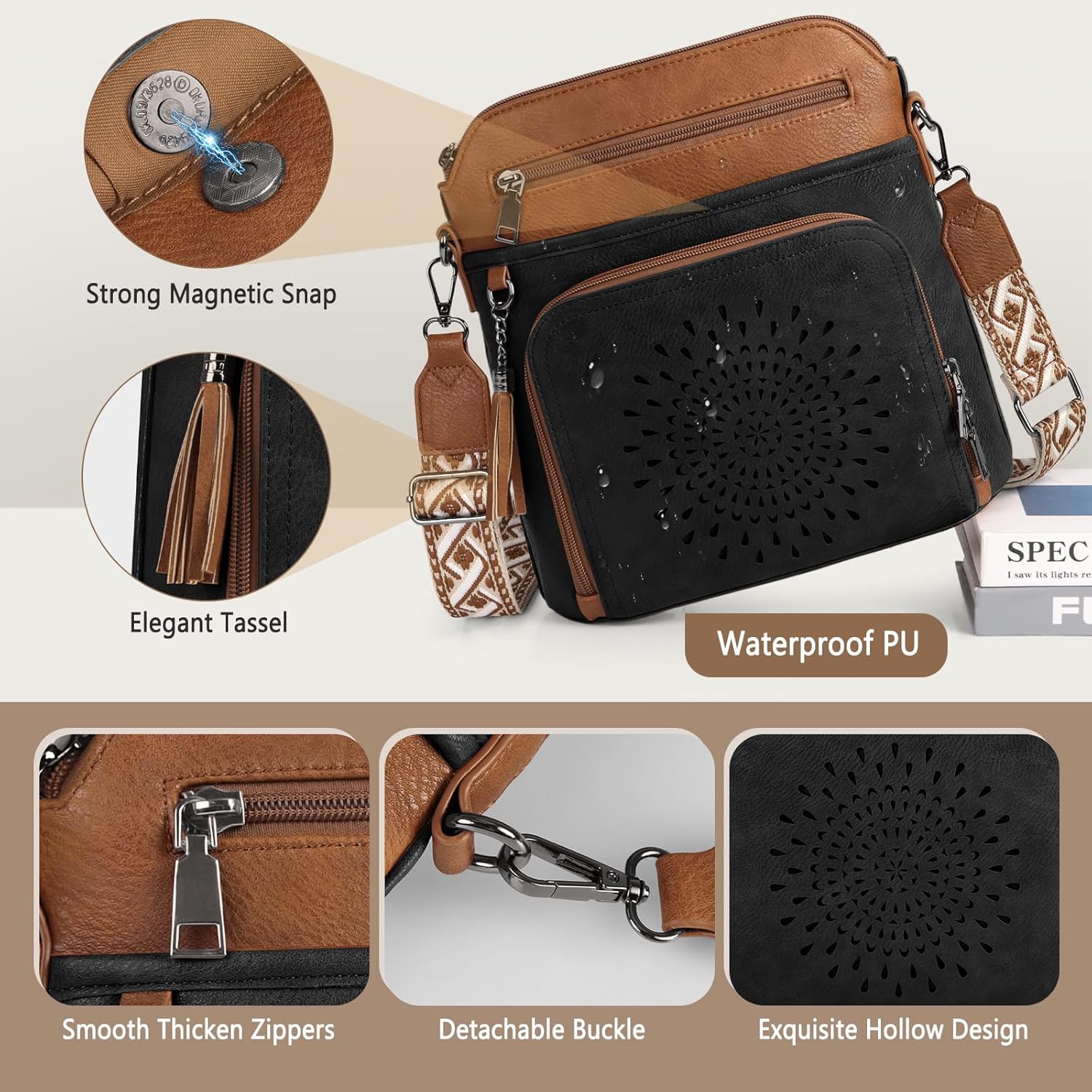 RAINSMORE Crossbody Bags for Women Leather Crossbody Purse Designer Womens Shoulder Handbags Trendy Cross Body Purse - Image 5