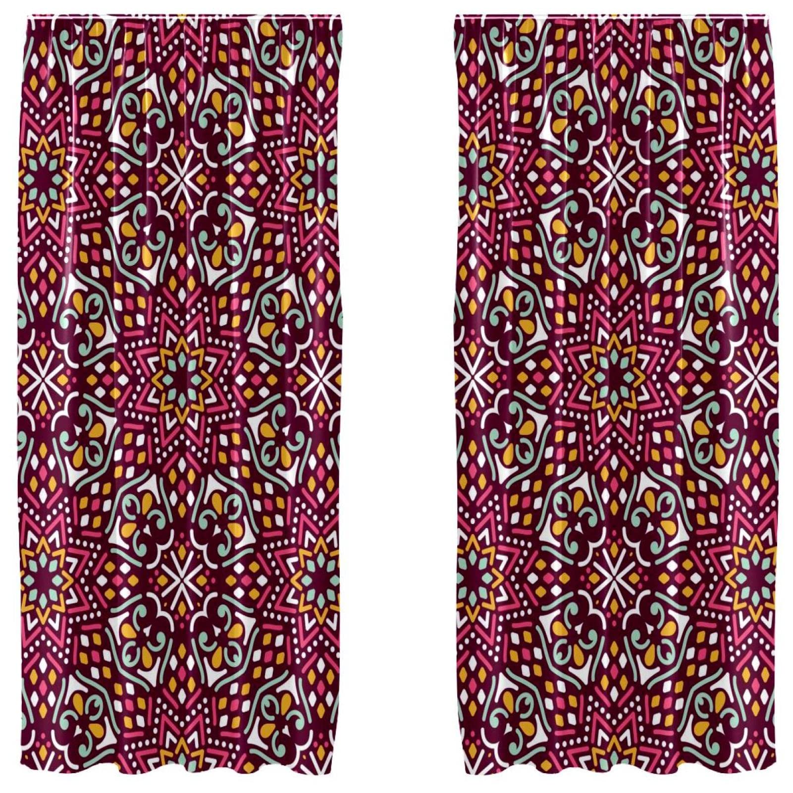 Cortinas de panel con mandala sin costuras para salones luminosos y acogedores set de 2