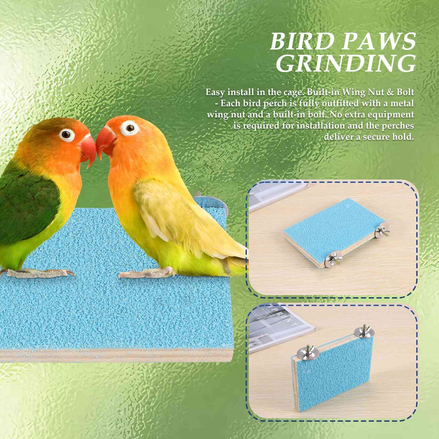 Piattaforma di Supporto per Uccelli in Legno Naturale Giochi Zampe macinazione Pulito per Animali Domestici pappagalli pappagalli parrocchetti calopsitte, conuri, inseparabili, ratti,