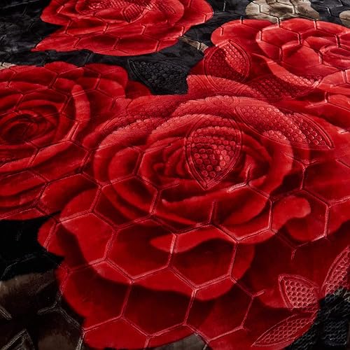 Miniatura 5 de JML Manta de visón coreano tamaño King (85 x 95 pulgadas, 10 libras)  2 capas reversible impresa suave gruesa felpa pesada manta de vellón pesado