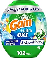 Vista 14 de Gain Flings - Cápsulas de detergente Ultra Oxi para ropa, 76 unidades, aroma Waterfall Delight, 3-en-1, compatible con HE