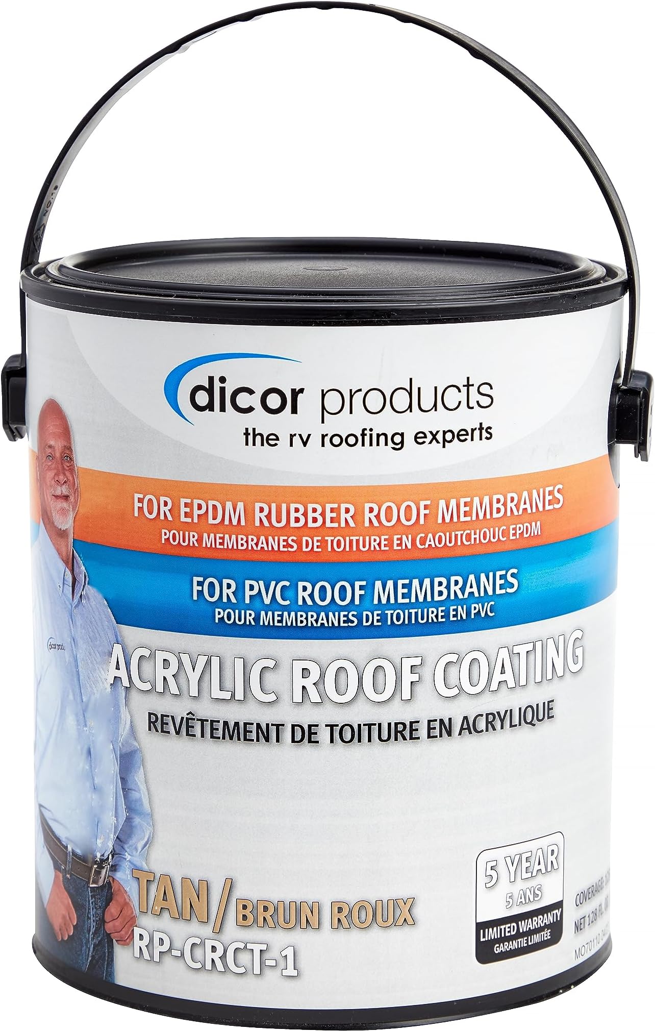 RP-CRCT-1 EPDM Roof Acrylic Coating - 1 Gallon - Tan - Long-Lasting and Durable