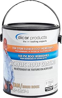 Dicor RP-CRCT-1 EPDM Roof Acrylic Coating - 1 Gallon - Tan - Long-Lasting and Durable