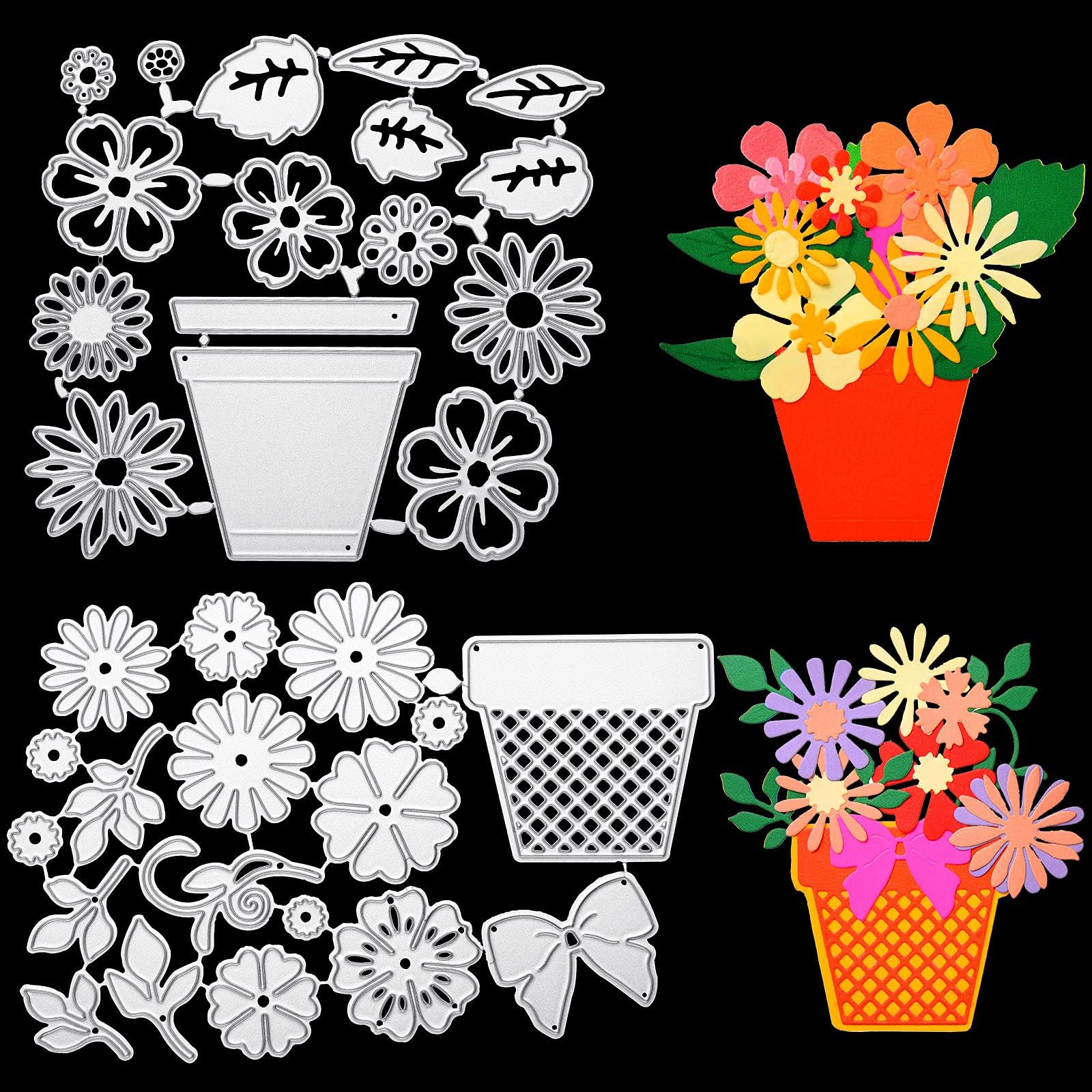 2 Sets Flower Leaf Metal Cutting Dies Leaf Background Frame Stencil Template Flower Shaped Embossing Cutting Stencils for DIY Embossing Photo Frame Decorative Scrapbook Card(Rich Style)