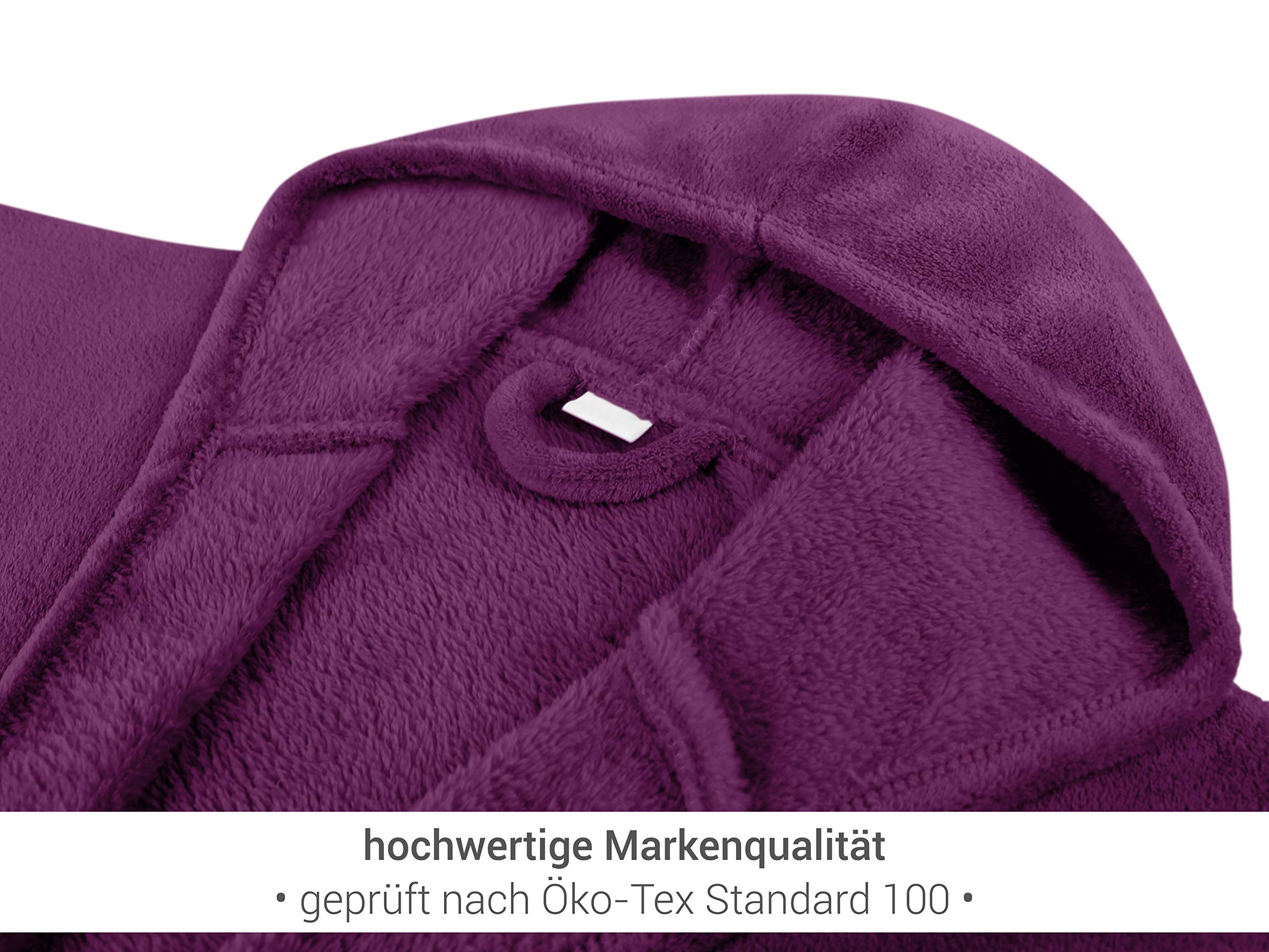 npluseins wyjątkowo miękki szlafrok z kapturem wykonany z przytulnego polaru - w nowoczesnych kolorach i różnych rozmiarach - unisex i do łydki