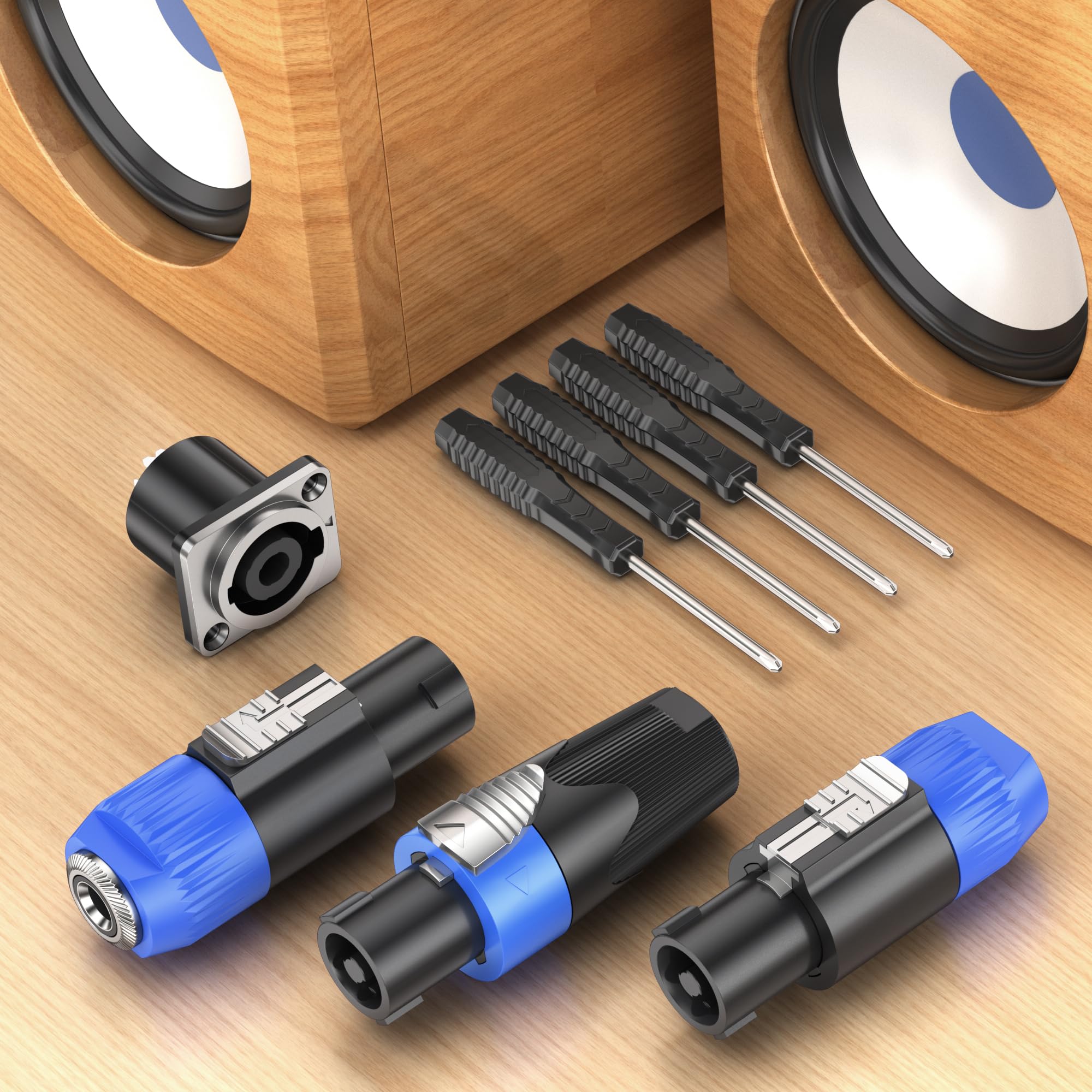 GCTBL 10Pack Connettore Speakon 4 poli Spina per Altoparlanti Adattatore per Montaggio a Pannello Jack Audio a Parete Quadrato Femmina con Neutrik Speakon NL4FC, NL4FX, NLT4X, NL2FC