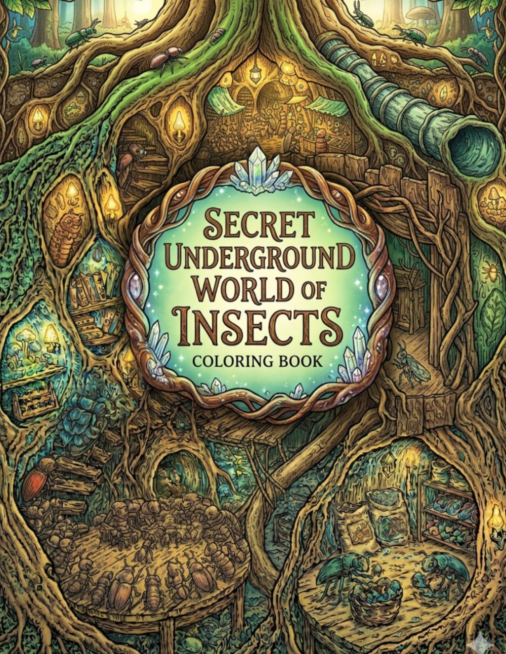 Secret Underground World of Insects: Coloring Book
