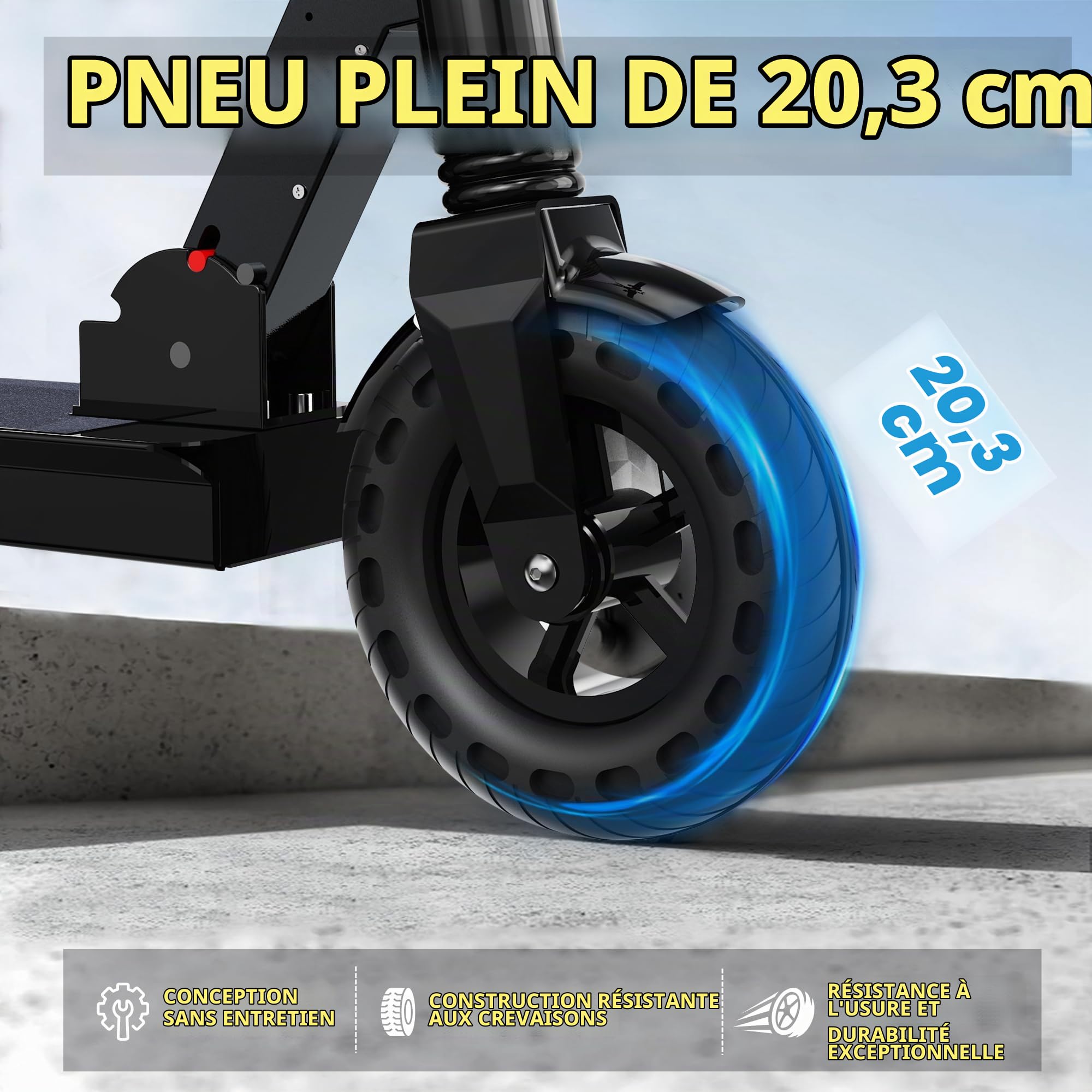 QnQ Trottinette électrique, 2026 Trottinette Pliable 8", Moteur 500W/25KM/H Autonomie 15KM, pneus en nid d'abeille increvables, est Un pour Les Enfants et Les Adolescents.
