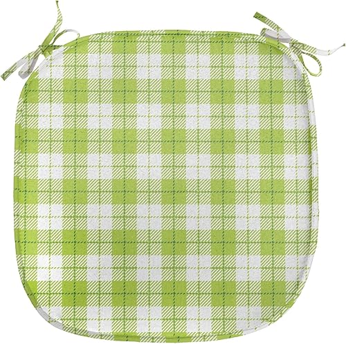 Lunarable Cojín de asiento para silla, estilo retro, patrón verde vibrante con diseño tradicional irlandés escocés, acolchado de asiento