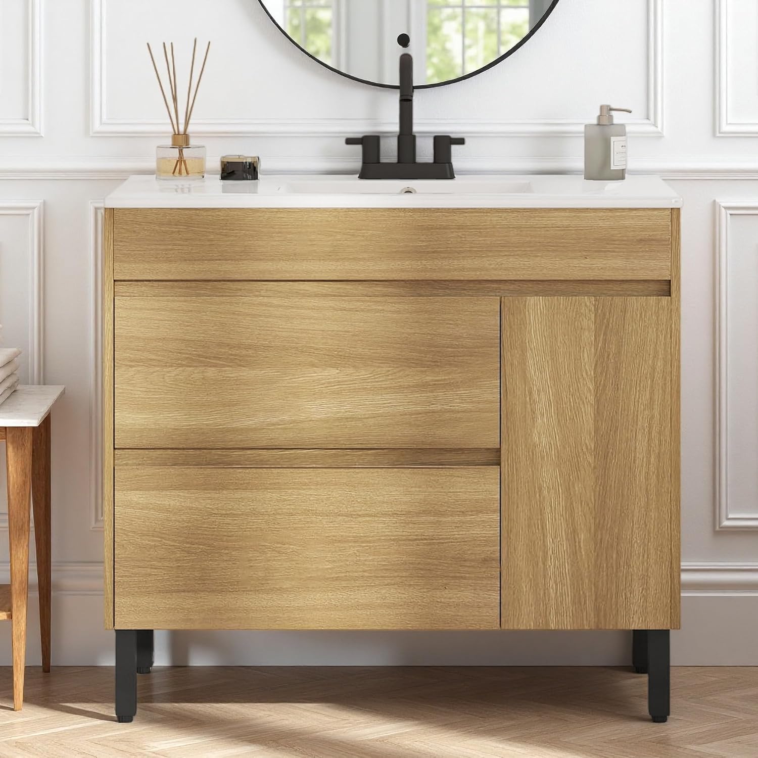 YITAHOME 36 Inch Freestanding Bathroom Vanity with Ceramic Sink, Soft-Close Cabinet & 2 Drawers - Modern Storage