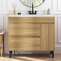 YITAHOME 36 Inch Freestanding Bathroom Vanity with Ceramic Sink, Soft-Close Cabinet & 2 Drawers - Modern Storage