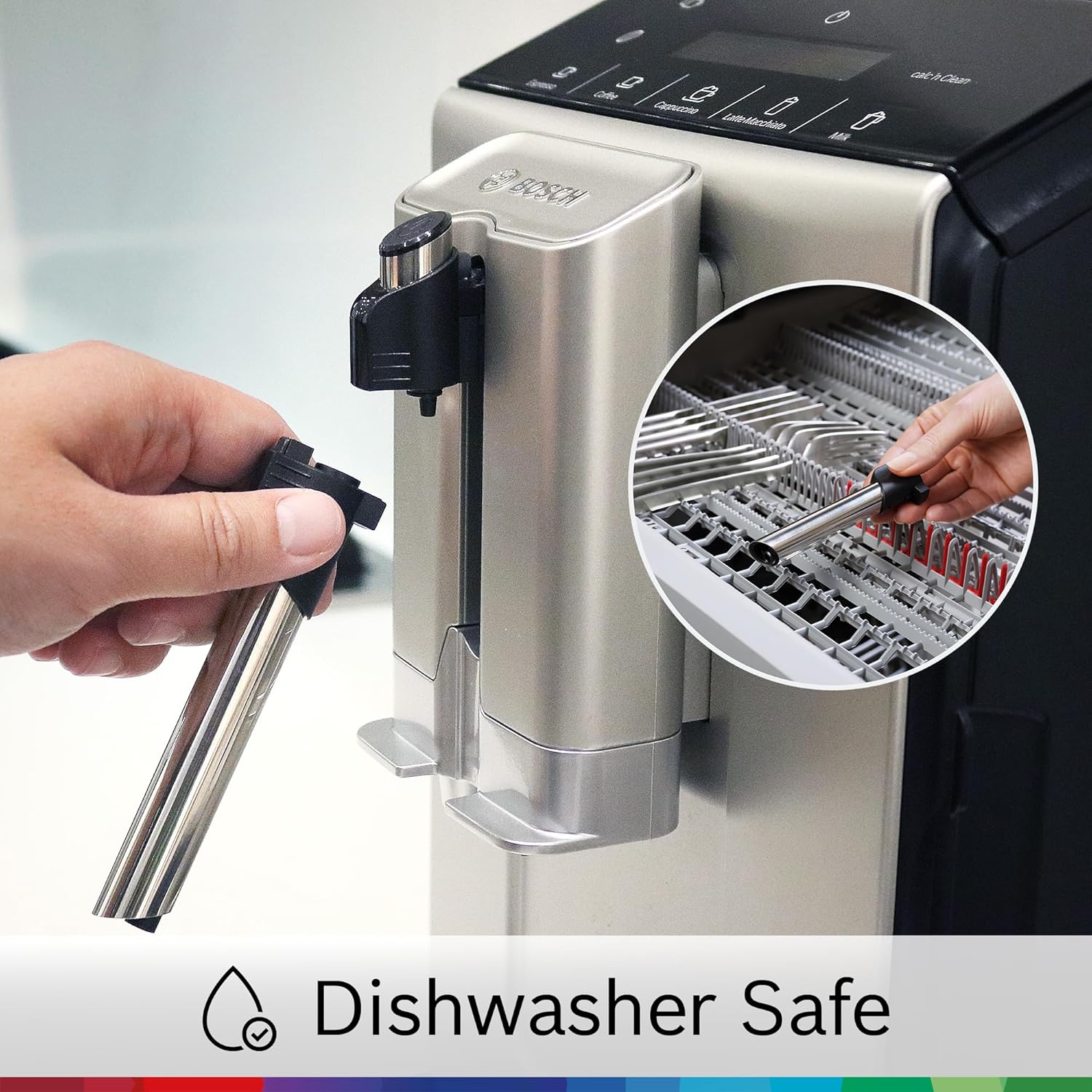 Bosch 300 Series Fully Automatic Espresso and Coffee Machine – One Touch Milk Drinks, Built-In Ceramic Grinder, In-Cup Frother, Easy Clean and Descale, Silver TIU20307