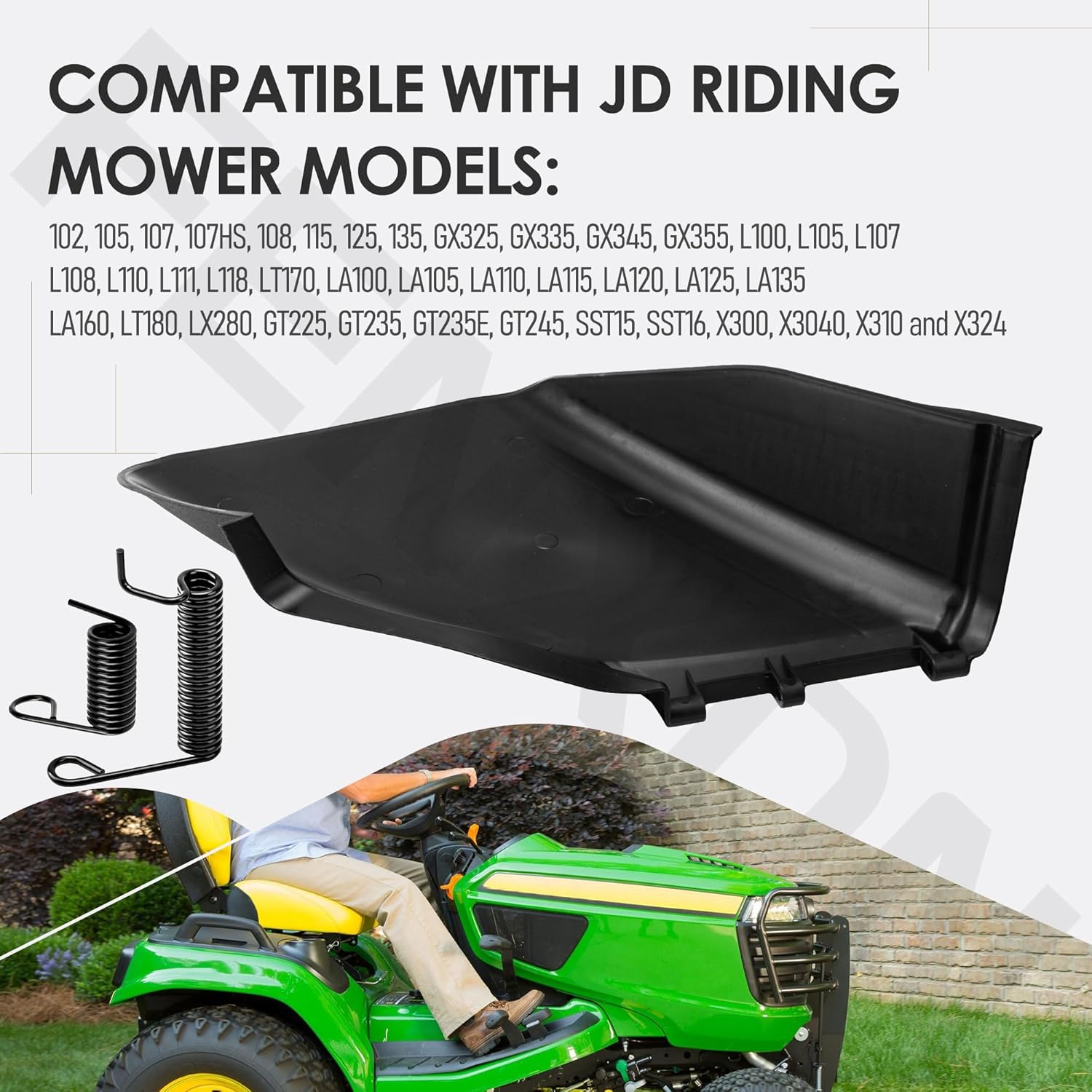 GY20647 Discharge Chute Cover W/Hardware for JD 42” Mower Deck 102, 105, GX325, L100, L105, LA105, LA110, GT225, SST16, X300 & EZtrak Z225 and Z235, Replace AM126397 GX25075