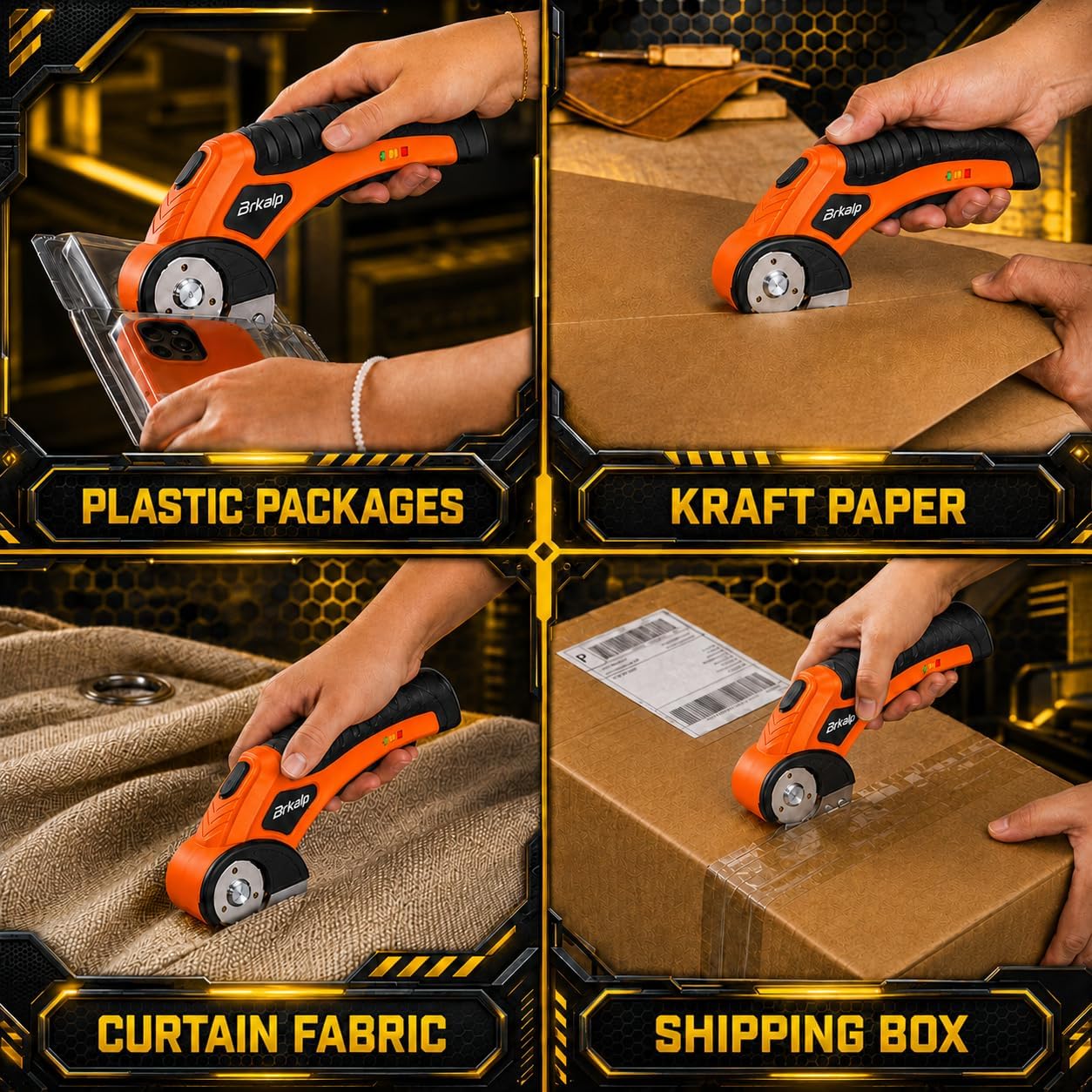 Cardboard Cutter, with LED Light, High-Efficiency Brushless Motor, 3500mAh Battery, Tungsten Steel Blade, Suitable for Cloth, Cardboard, Leather, Carpet