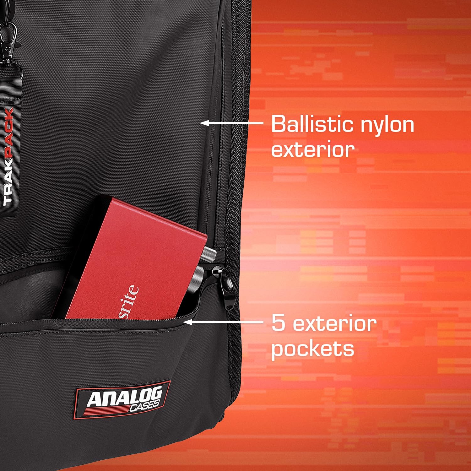 Analogue Cases TRAKPACK Backpack, plecak na sprzęt (solidny plecak transportowy dla producentów i DJ-ów, z 3 warstwami i 11 kieszeniami, odpowiedni dla MPC Live 2, Push 3 i innych)