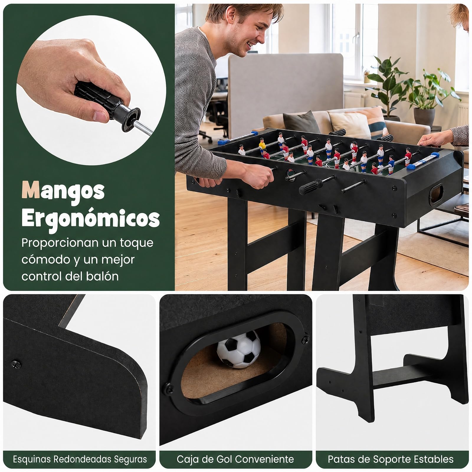 COSTWAY Futbolín de Mesa Plegable, Juego con Asas Duraderas | 2 Pelotas de Futbol, Marcador de Puntos para Fiestas, Actividades de de Grupos, Futbolín para Bar, Sala de Juegos, Dormitorio