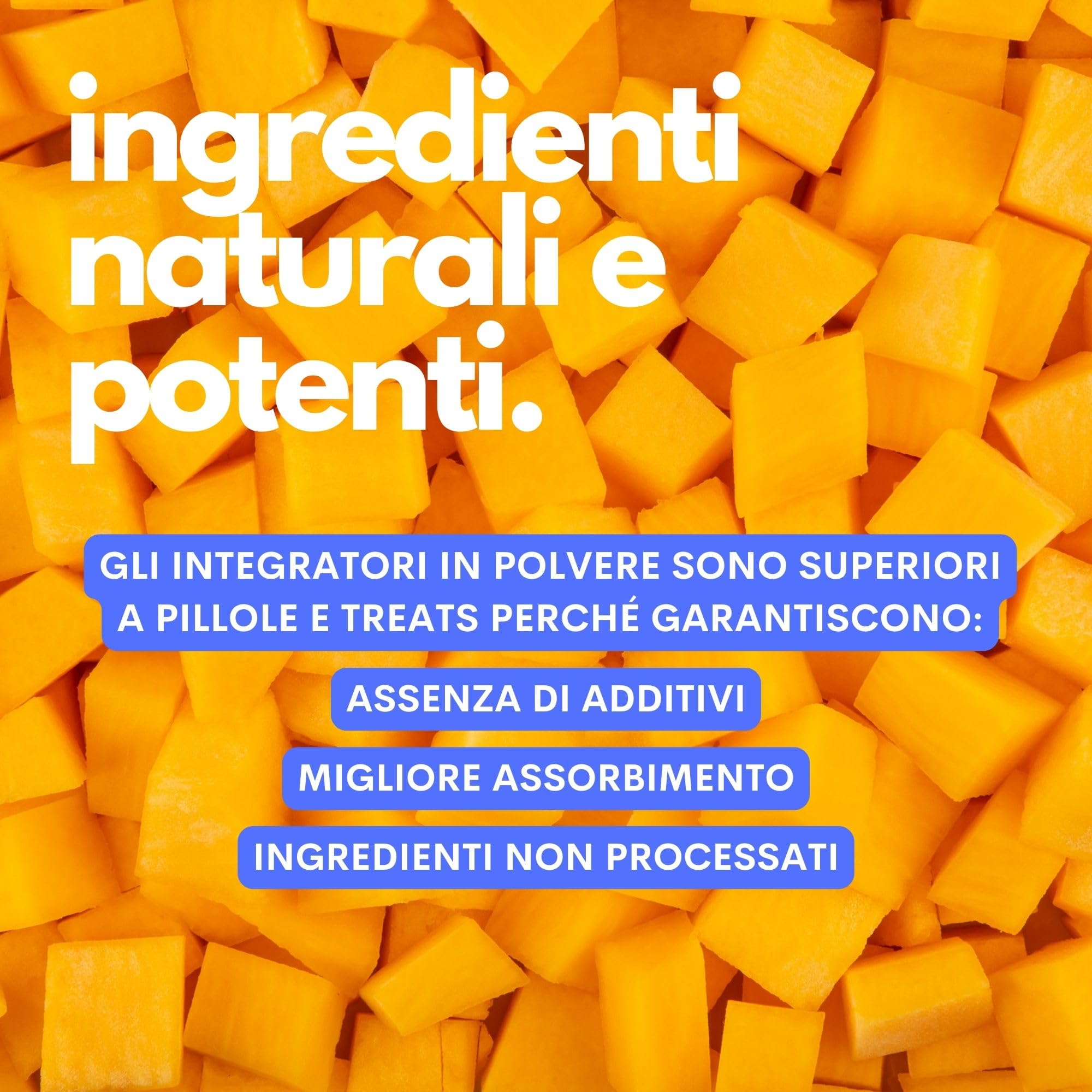 JAMPY Multivitaminico Cani- Integratore Completo con Glucosamina, Biotina, Triptofano, Prebiotici & Probiotici. Supporto Ossa, Pelle, Manto e Benessere Digestivo - 60 misurini.