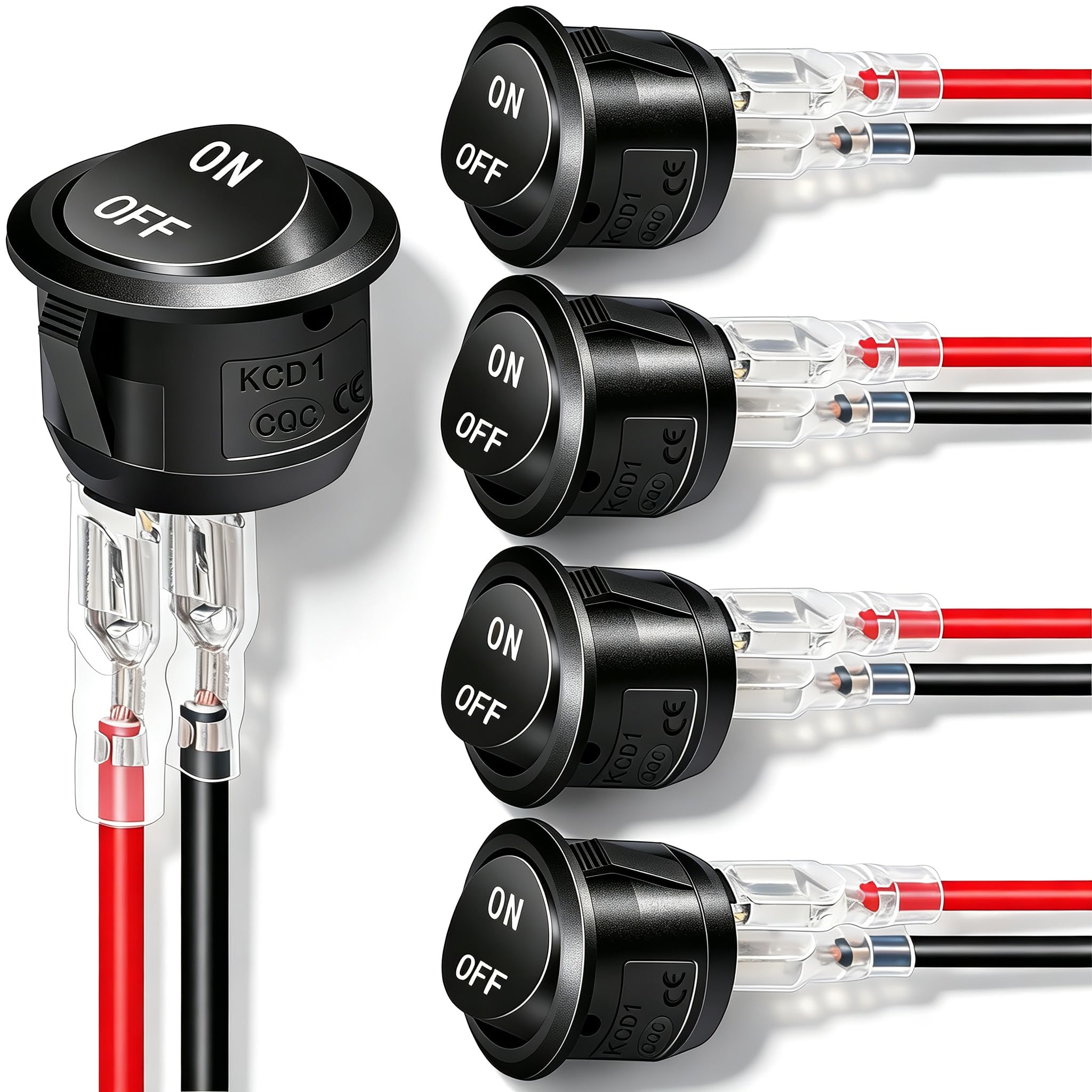 switchタ−コイズ Twidec/5Pcs 12V Round Rocker Switch AC 6A/250V 10A/125V SPST 2 Pin