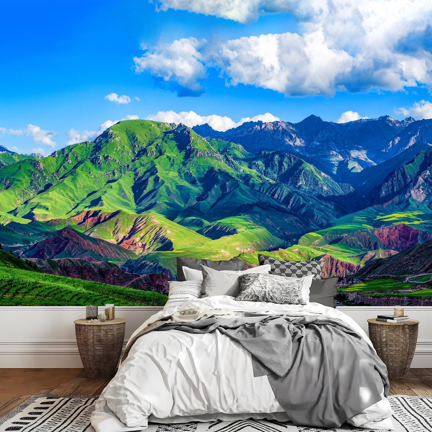 Panoramiczna tapeta Góra Włóknina Naturalny Krajobraz Plakat Trompe l'oeil Mural 3D Sztuka Dekoracja ścienna Salon Sypialnia 200x140cm 2259b