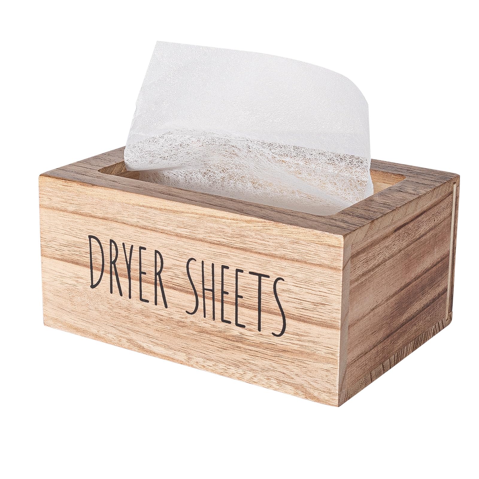 zoocatia Laundry Room Decor Dryer Sheet Container Wood Detergent Dispenser Organization and Storage Box Holder for Laundry Pods, Dryer Balls, Brown