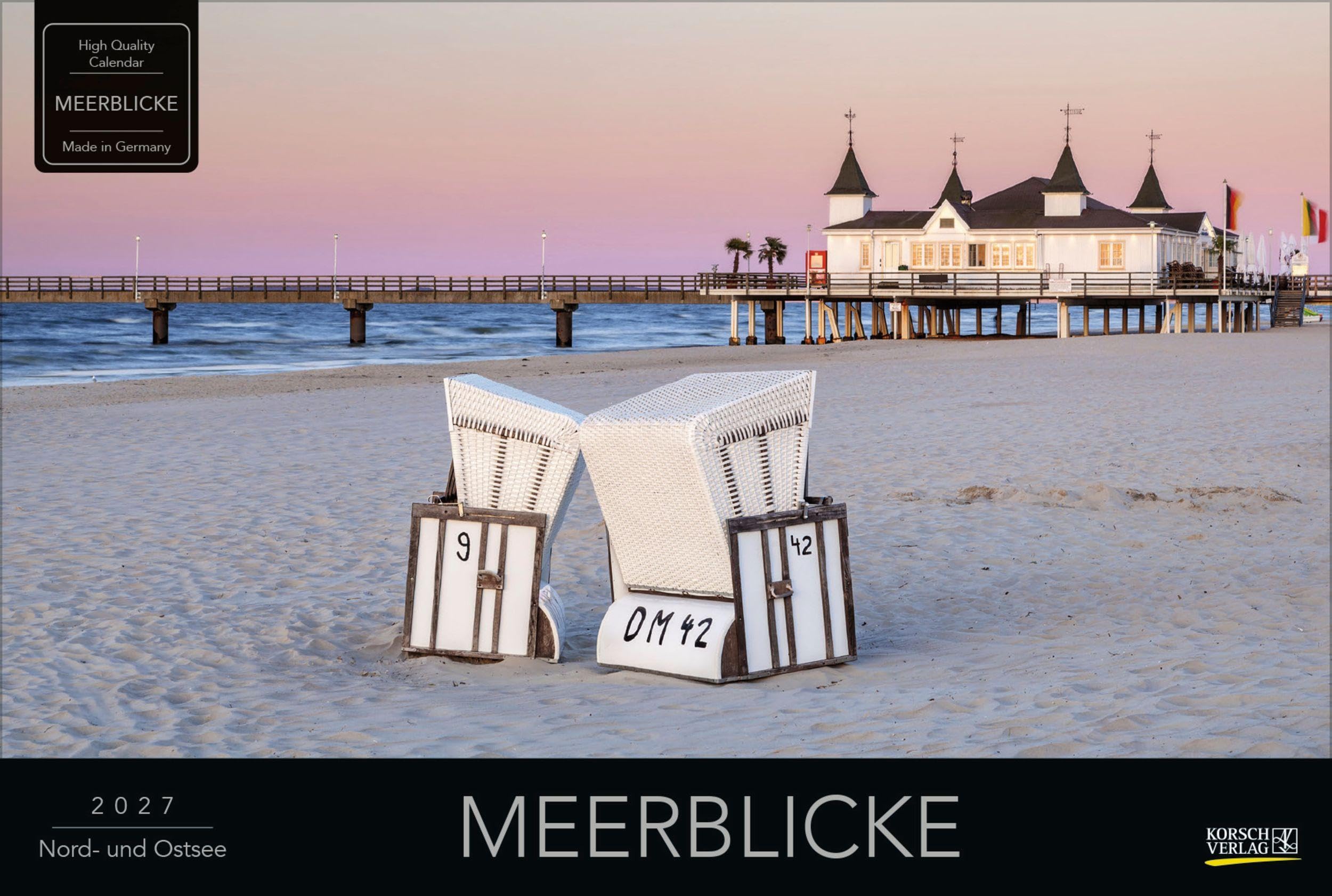 Meerblicke - Nord- und Ostsee 2027: Großer Foto-Wandkalender von der Küste und dem Meer in Deutschland. Edler schwarzer Hintergrund. PhotoArt Panorama Querformat: 58x39 cm.
