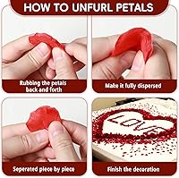 Vista 4 de 3000 pétalos de rosa artificiales con 20 velas LED sin llama para decoración de noches especiales y románticas, aniversario de boda, evento