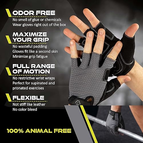 Miniatura 4 de Guantes de entrenamiento actualizados 2022 guantes de levantamiento de pesas negros y grises para hombres y mujeres guantes de ejercicio