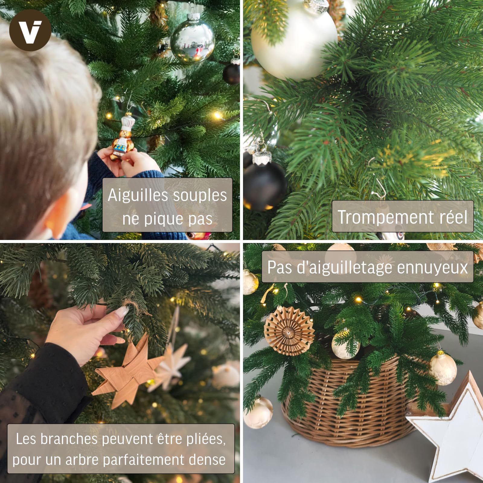 VIVANNO Sapin de Noël Artificiel Nordmann avec Neige 150 cm de Haut
