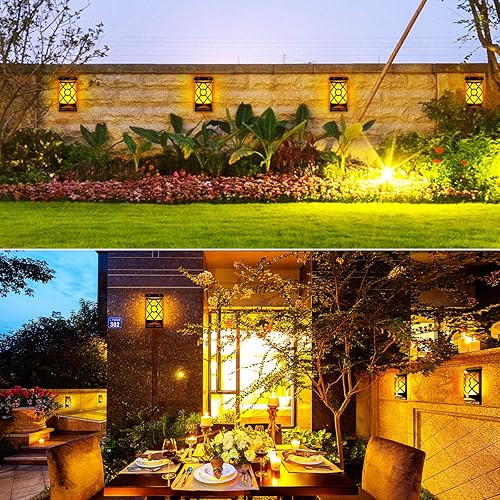 Miniatura 9 de LazyBuddy Luces solares de llama para exteriores luces parpadeantes luz solar de pared 66 LED impermeable efecto de fuego decoración faroles de