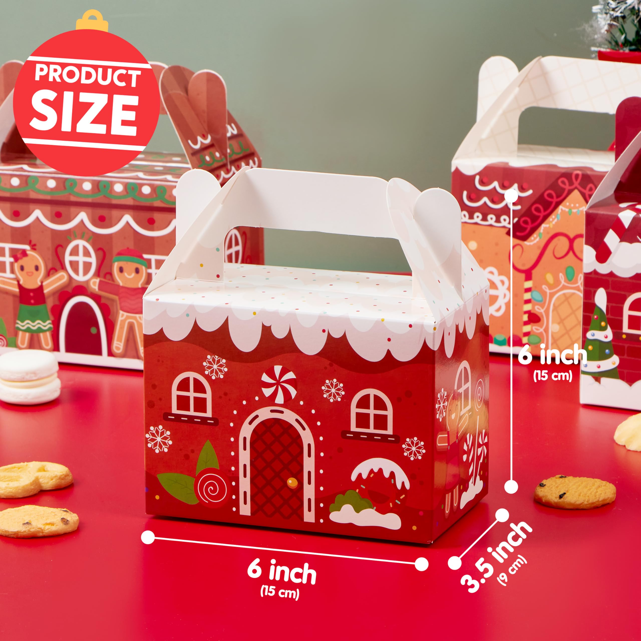 JOYIN 24 cajas de cartón para galletas navideñas 3D para regalos de Navidad, suministros de fiesta para la escuela, el aula