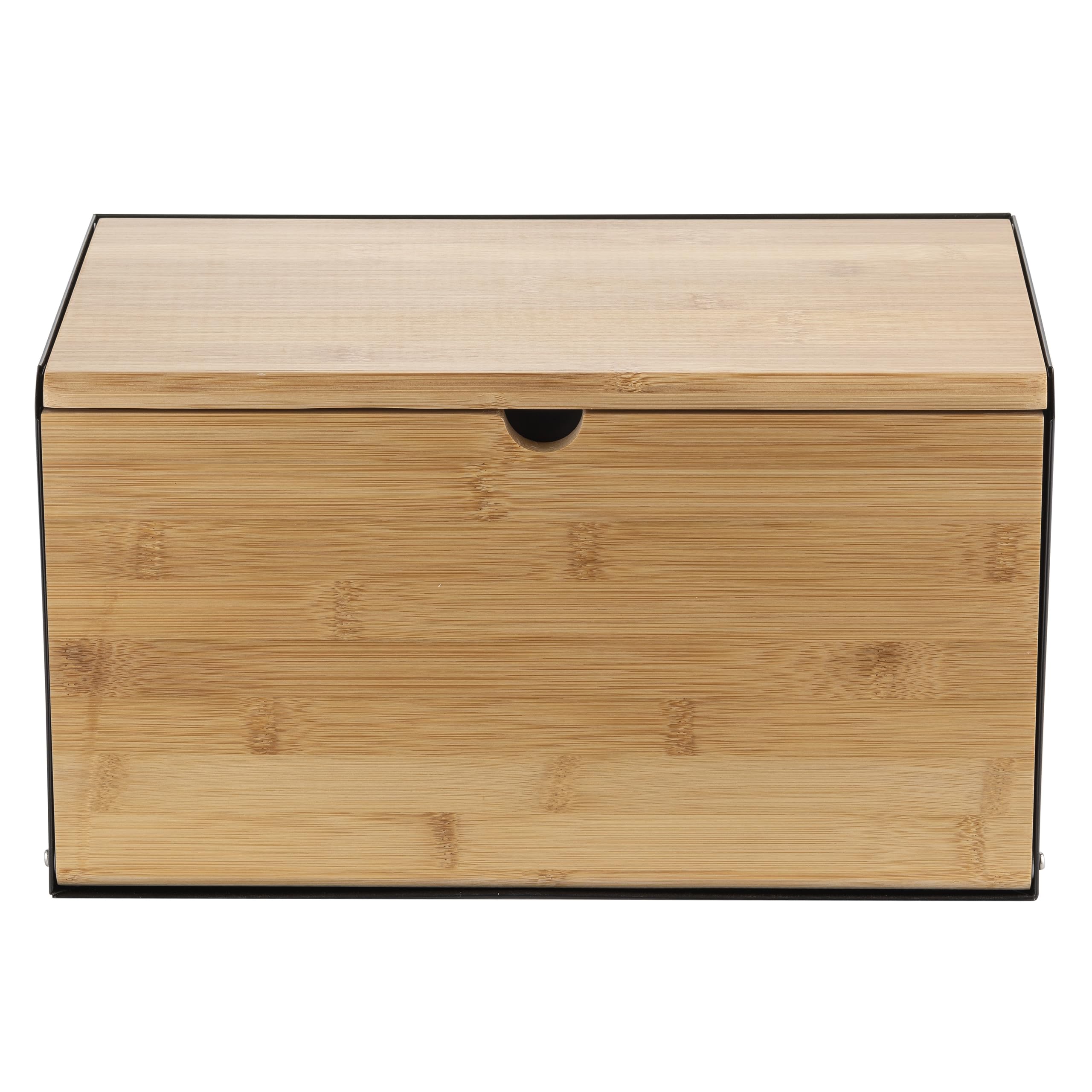 FLORINA Broodtrommel BRUSTO 35,5 x 21,5 x 19,5 cm I Broodbox van Staal en Bamboe-Deksel I Ruime en Moderne Broodcontainer I Broodopslag Lang Vers I Brooddoos voor Keuken I Kleur: Zwart