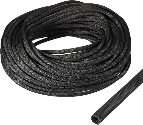 uxcell Insulation Cable Protector,6mm/0.24 Inch-30m/98 Feet High Temp Fiberglass Sleeve Black