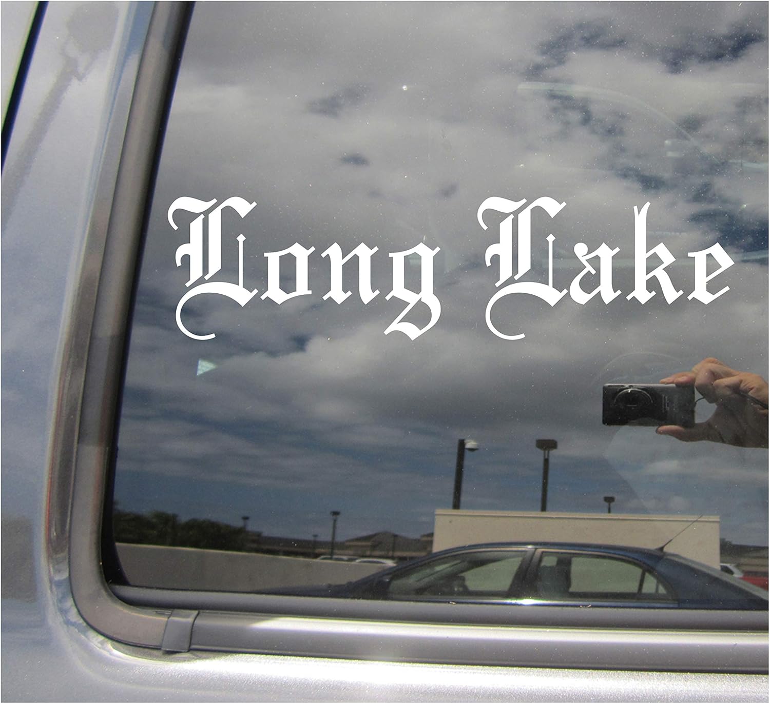 Long Lake - City Town Village County New York Minnesota Wisconsin Old English Letters Car Truck Helmet Hard Hat Auto Automotive Craft Cup Tumbler Laptop Vinyl Decal Bumper Window Wall Sticker 18988