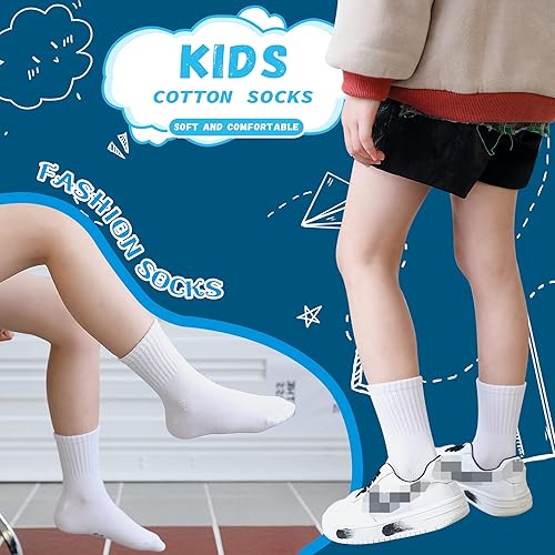 Miniatura 6 de Calcetines clásicos para niños de 10 pares, de algodón atlético para niños y niñas, básicos, para uniforme escolar, transpirables, casuales, para