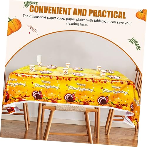 Miniatura 3 de LALAFINA 4 Sets Holiday Decorations Pumpkin Table Cover Maple Leaves Drinking Cup Autumn Fall Leaf Table Cover Fall Pumpkin Decor Ocean Decorations
