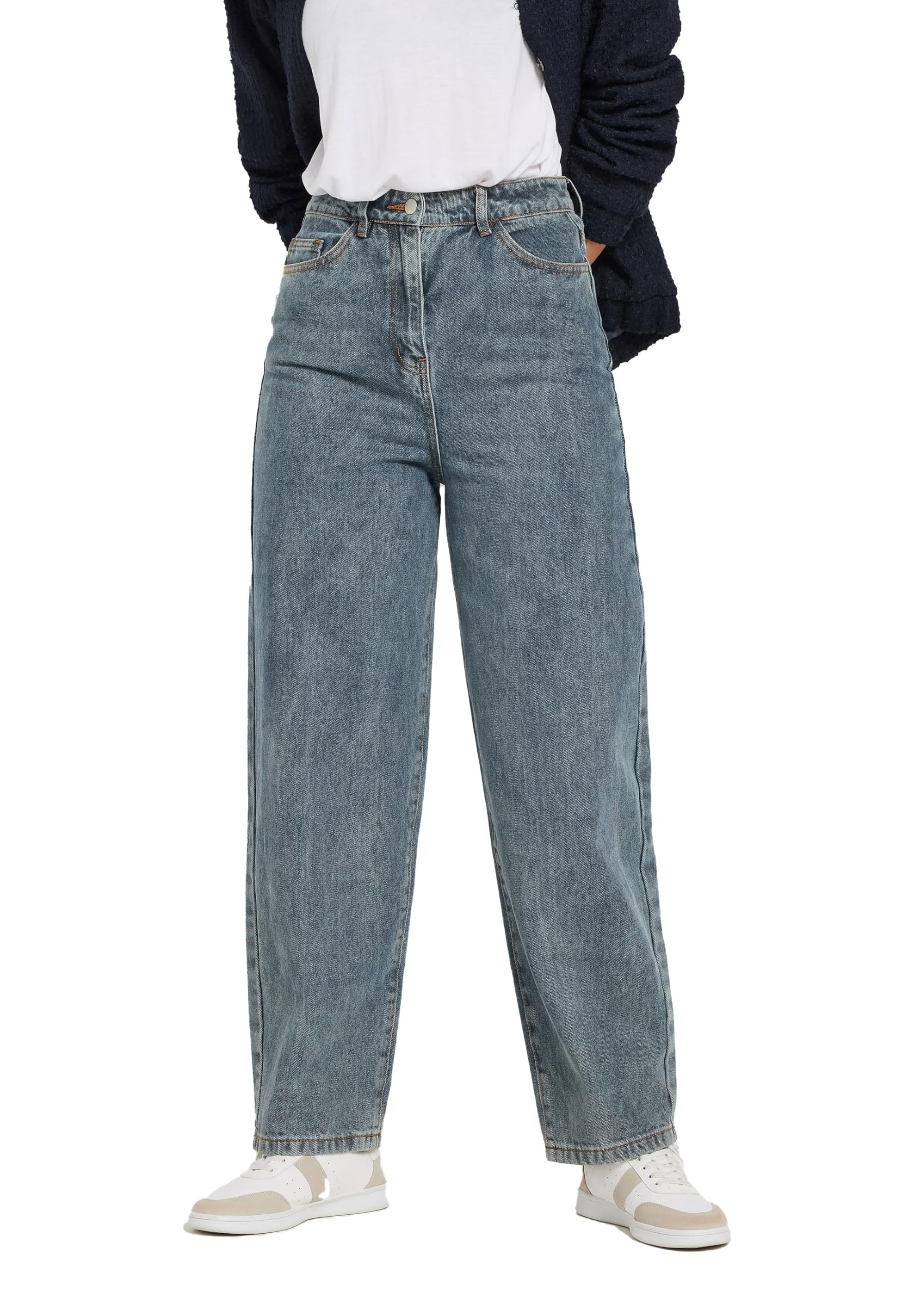 Long Tall Sally Women's Blue - Lts Tall Mid Acid Wash Barrel Leg Jeans